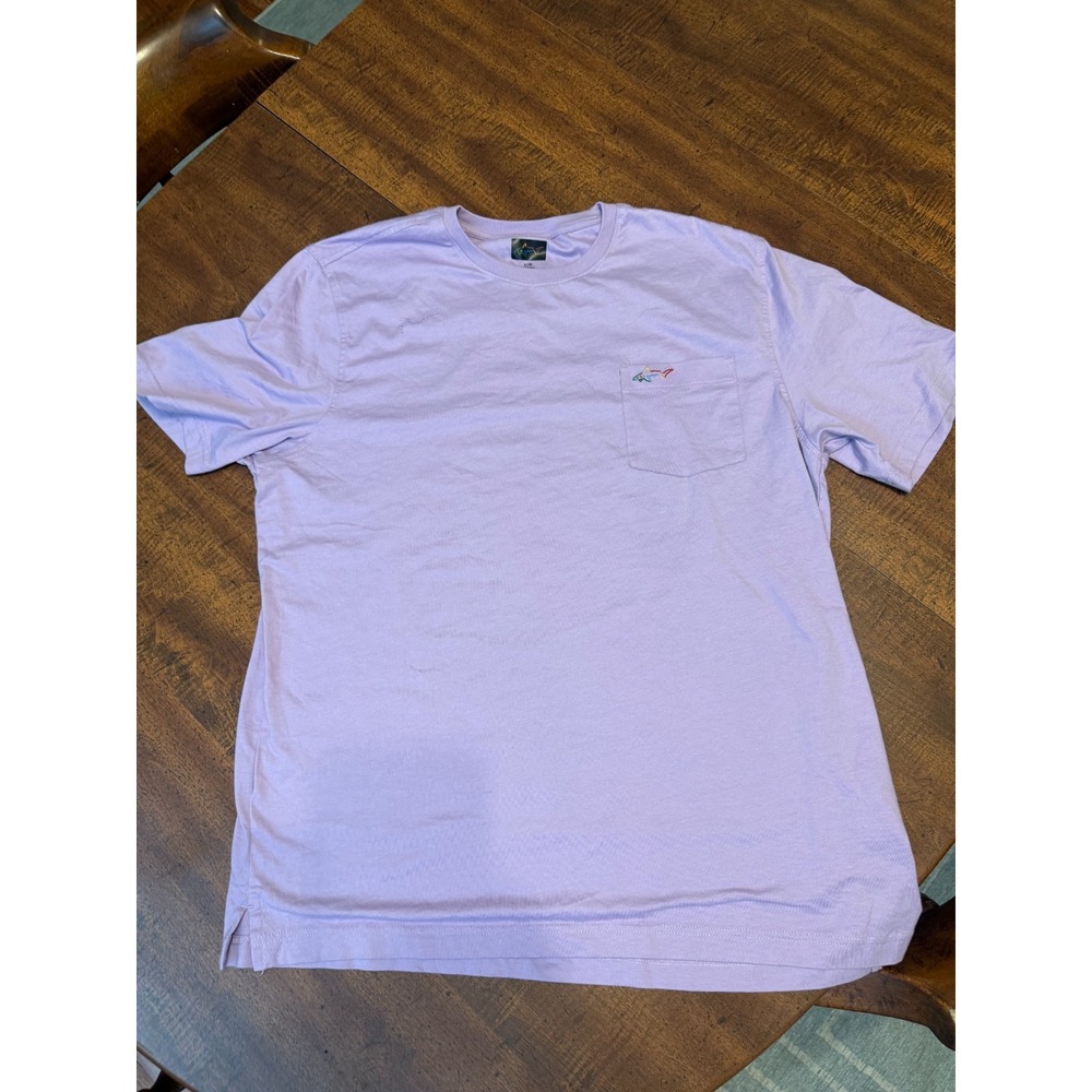 Greg Norman T Shirt Mens Large Lavender Shark Logo Pocket Tee Golf Cotton